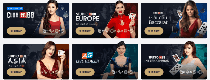 các sảnh trải nghiệm baccarat M88